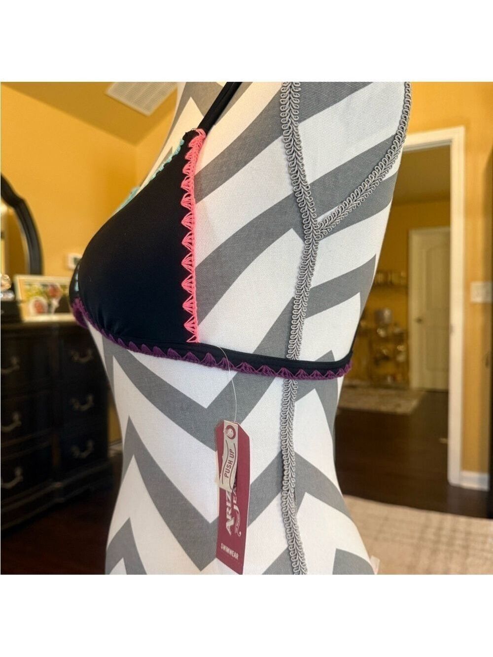 Arizona Women’s Black and Mint Bikini with Pink Trim - Picture 6 of 13